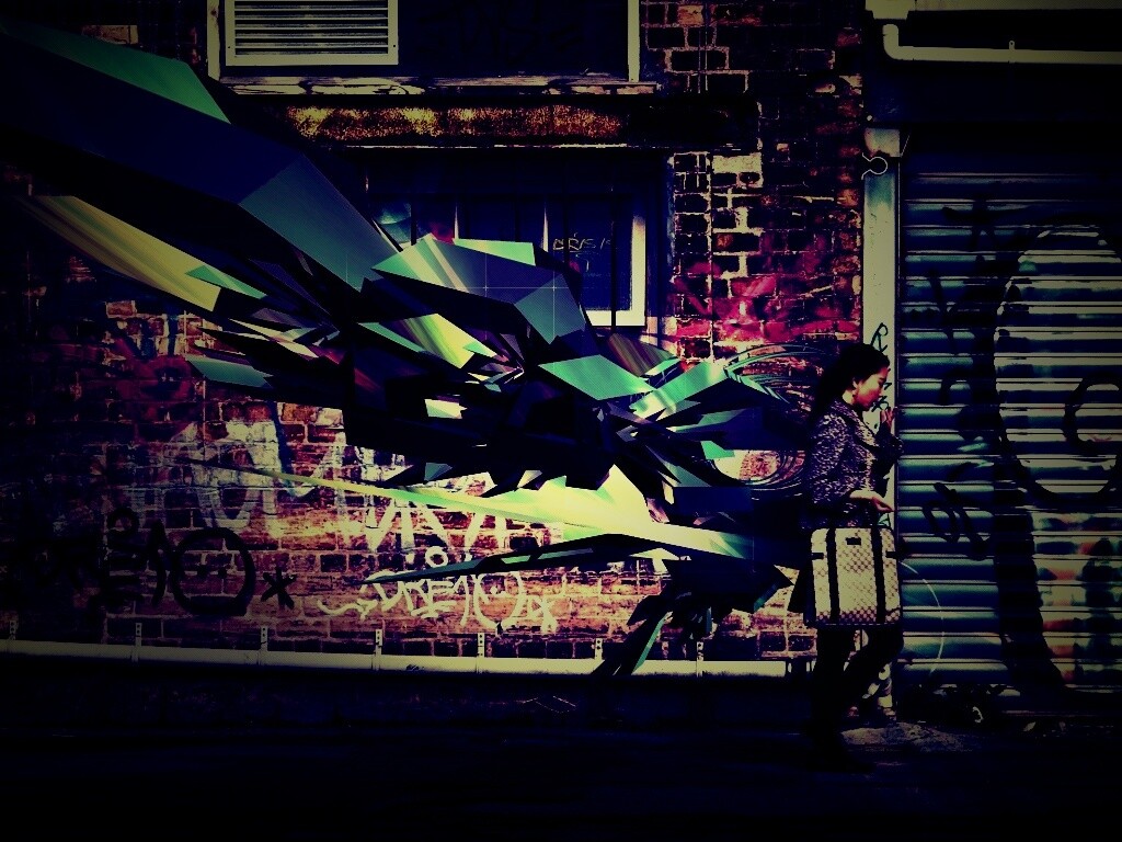 3D граффити на стене обои