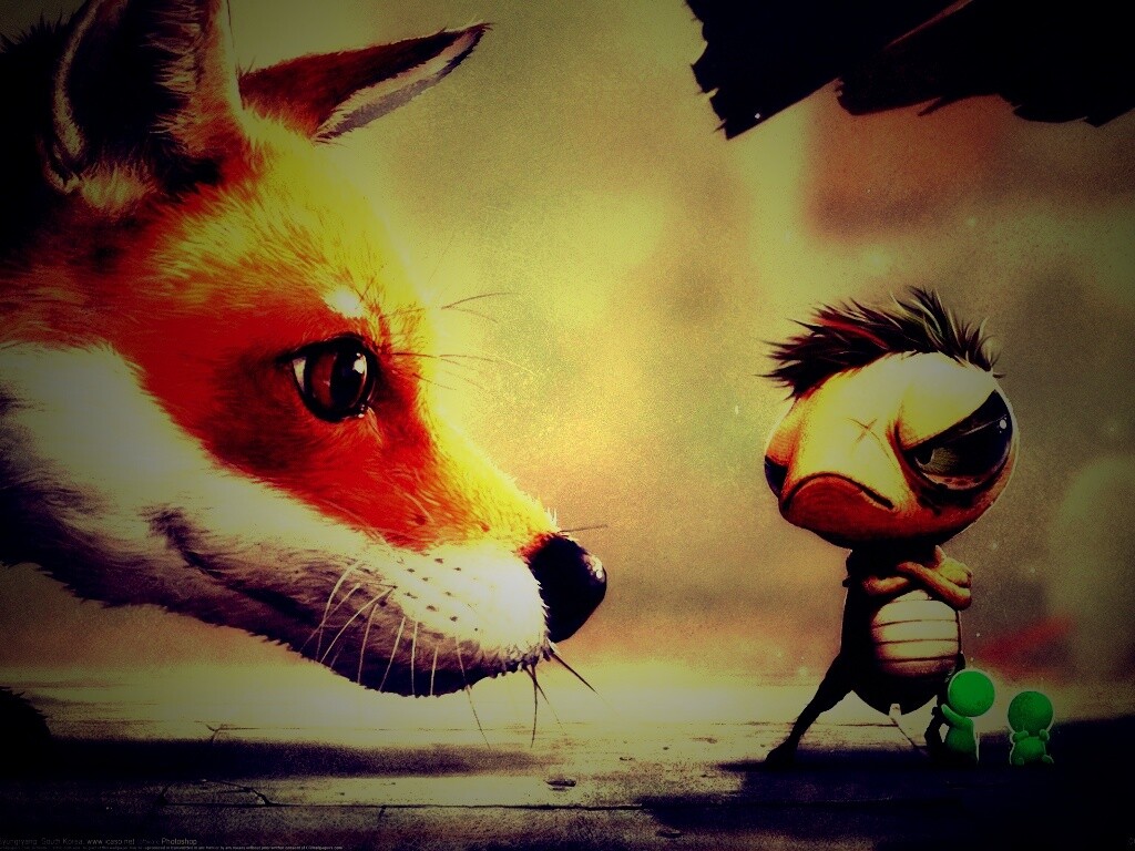 Лиса и жук обои