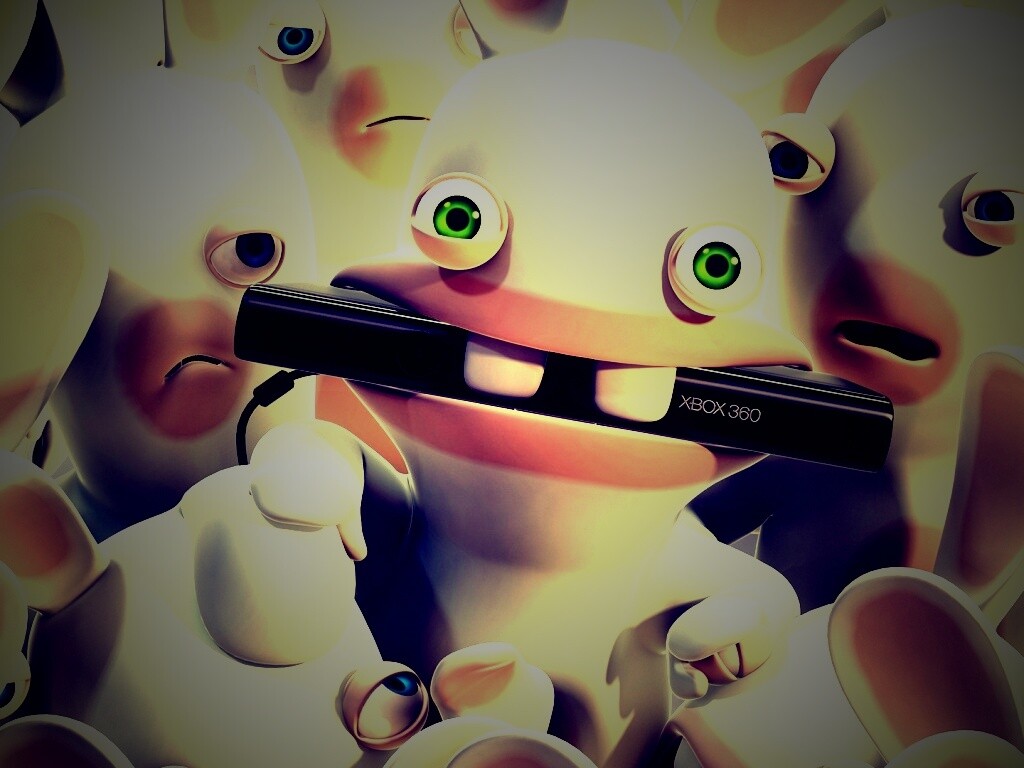 Кролик грызет кинект обои