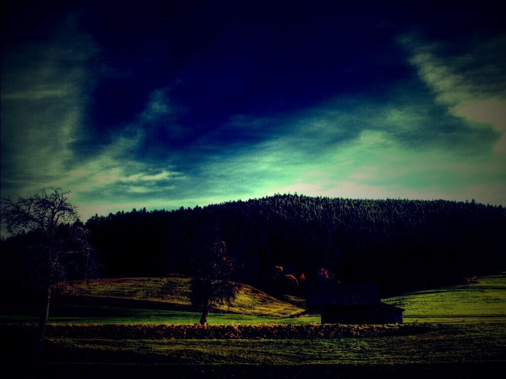 Домик в поле обои