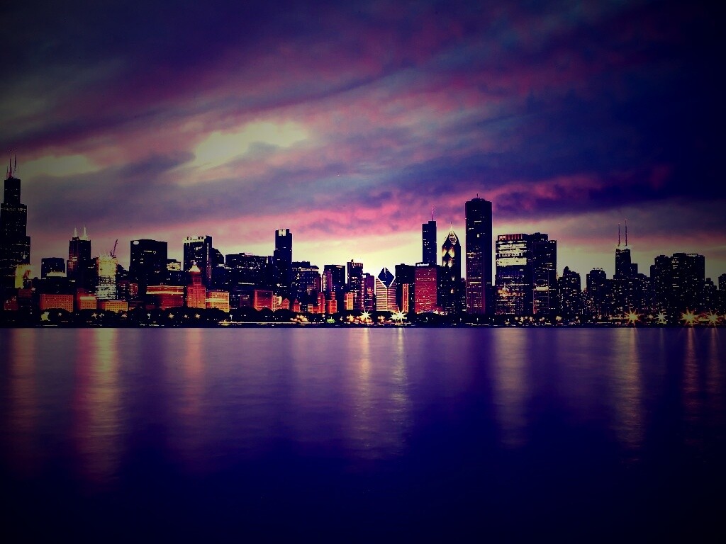 Чикаго с воды обои