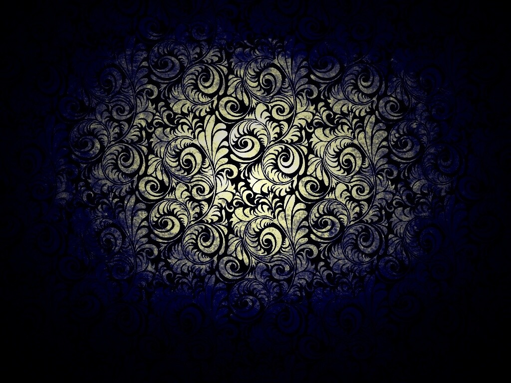 Черный фон с узорами и завитками обои