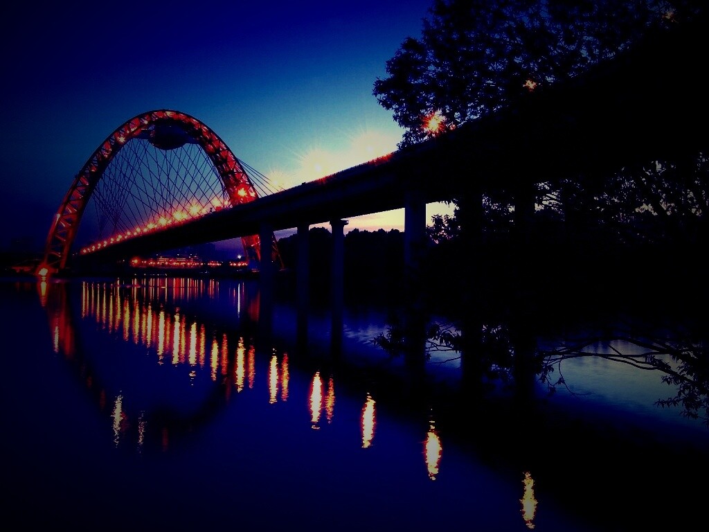 Мост в сумерках обои