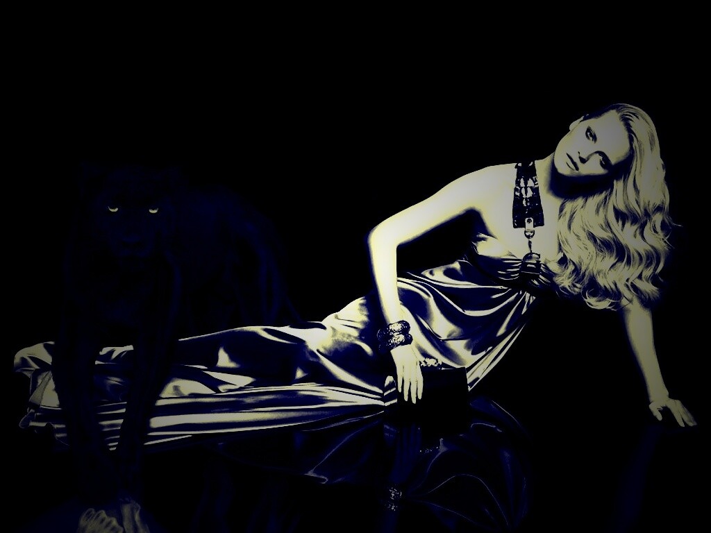 Красотка с пантерой обои