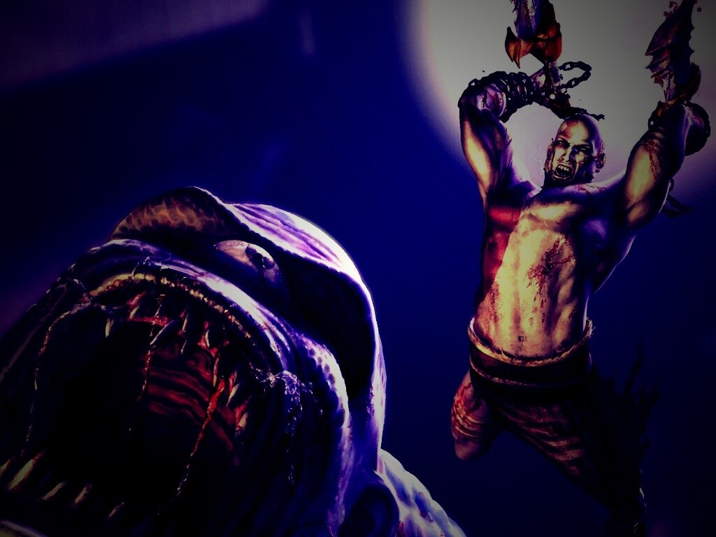 Кратос против монстра обои