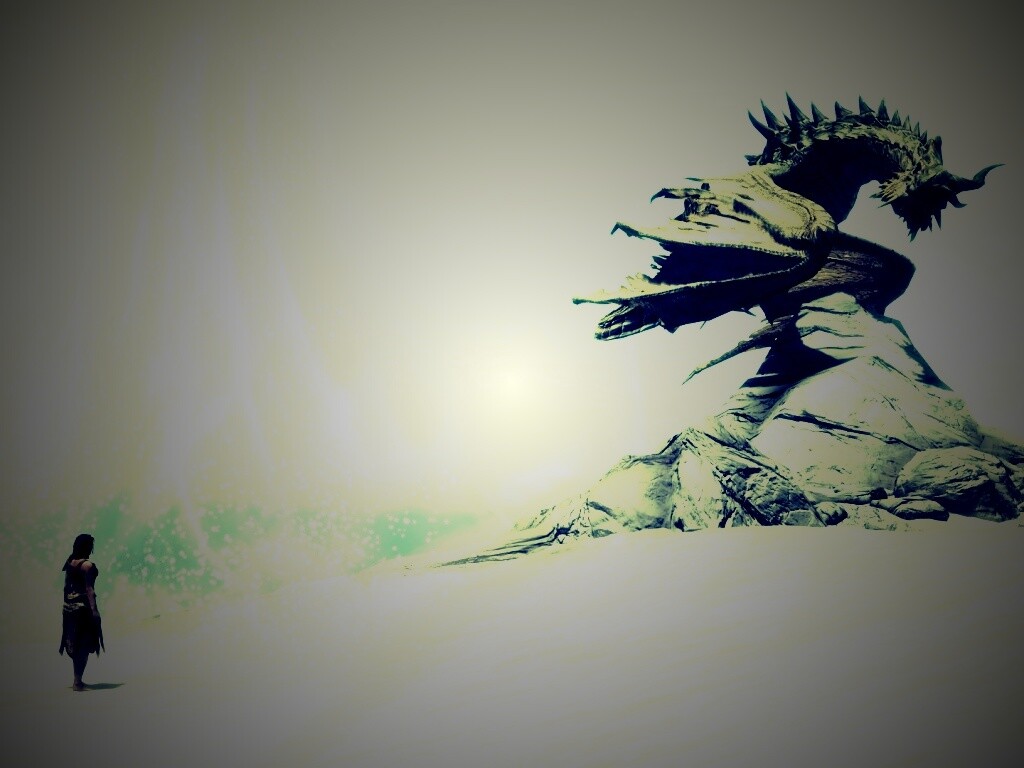 Человек и дракон обои