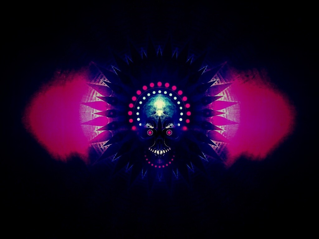 Неоновый череп обои