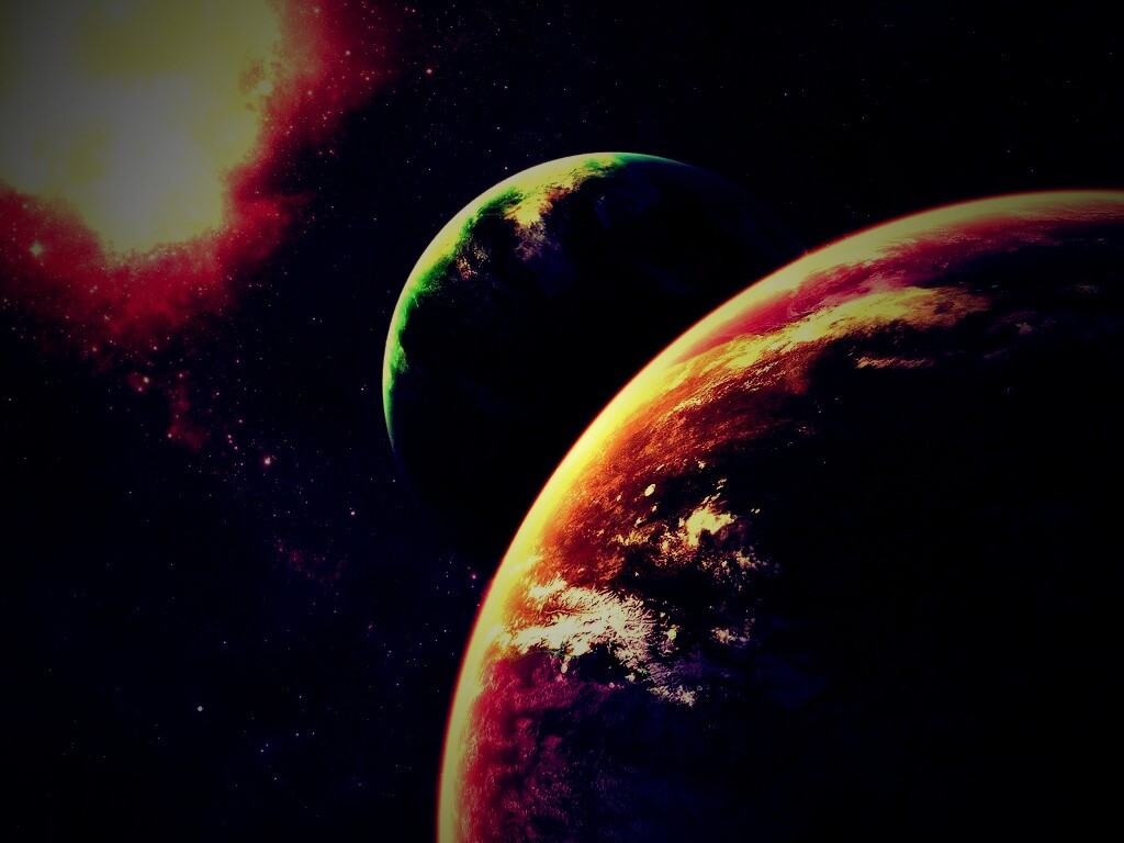 Две планеты в космосе обои