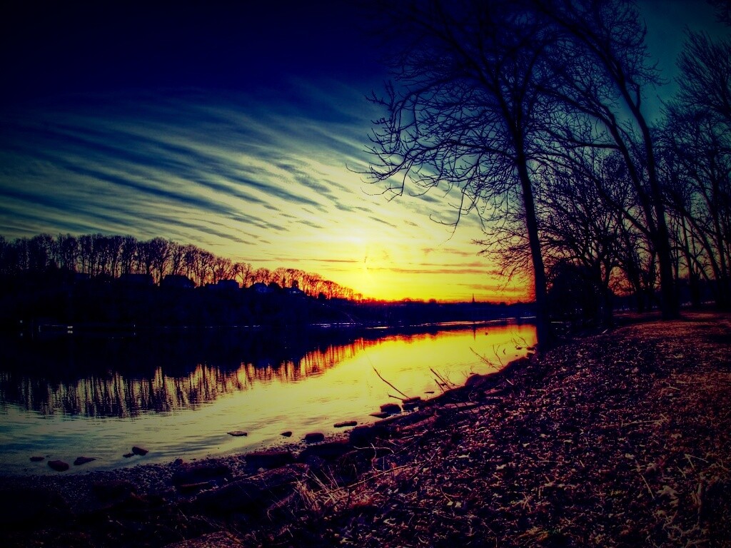 Осенний закат обои