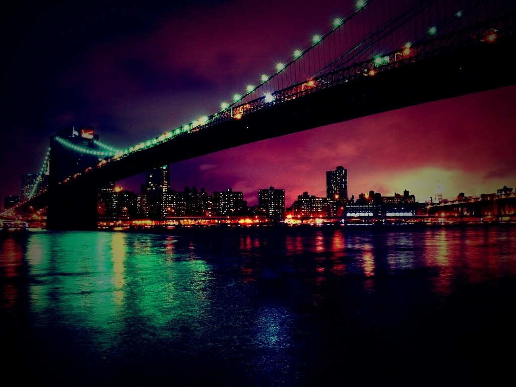 Мост в огнях обои