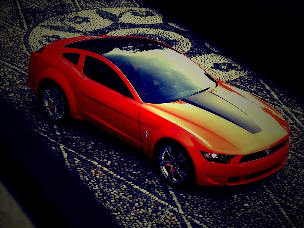 Оранжевый мустанг обои