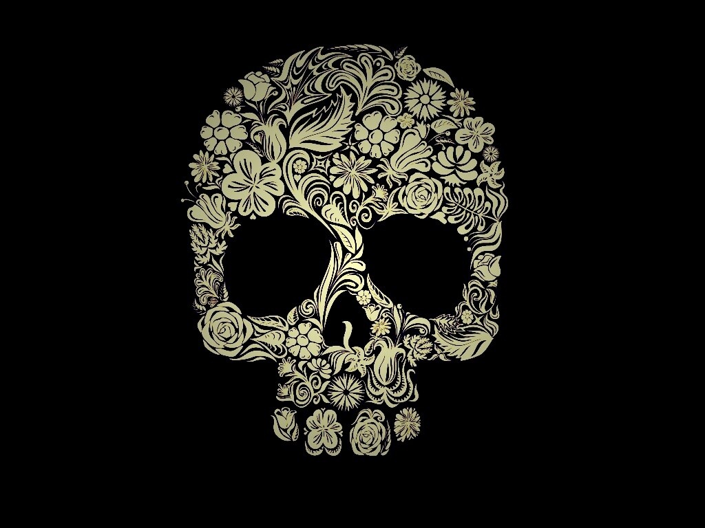 Череп из векторных цветов обои