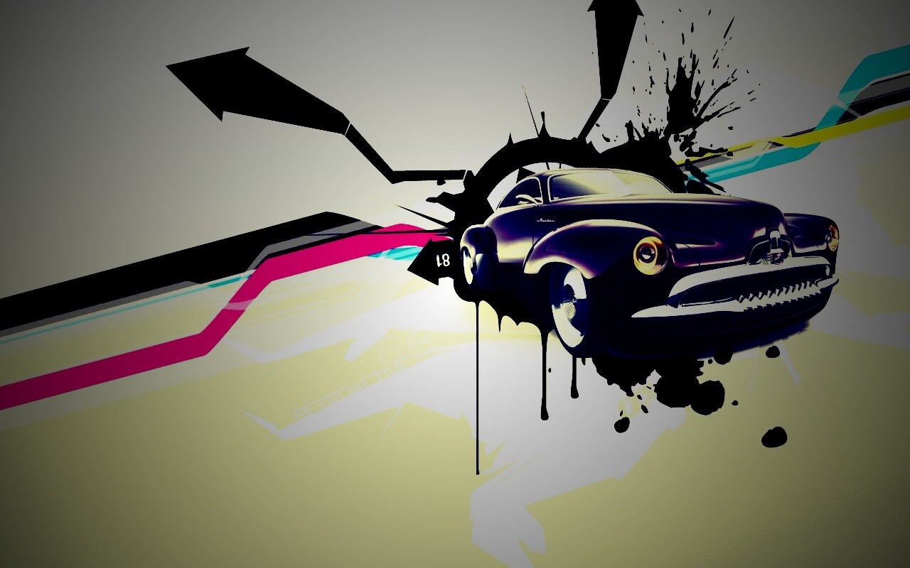 Абстракция с ретро авто обои