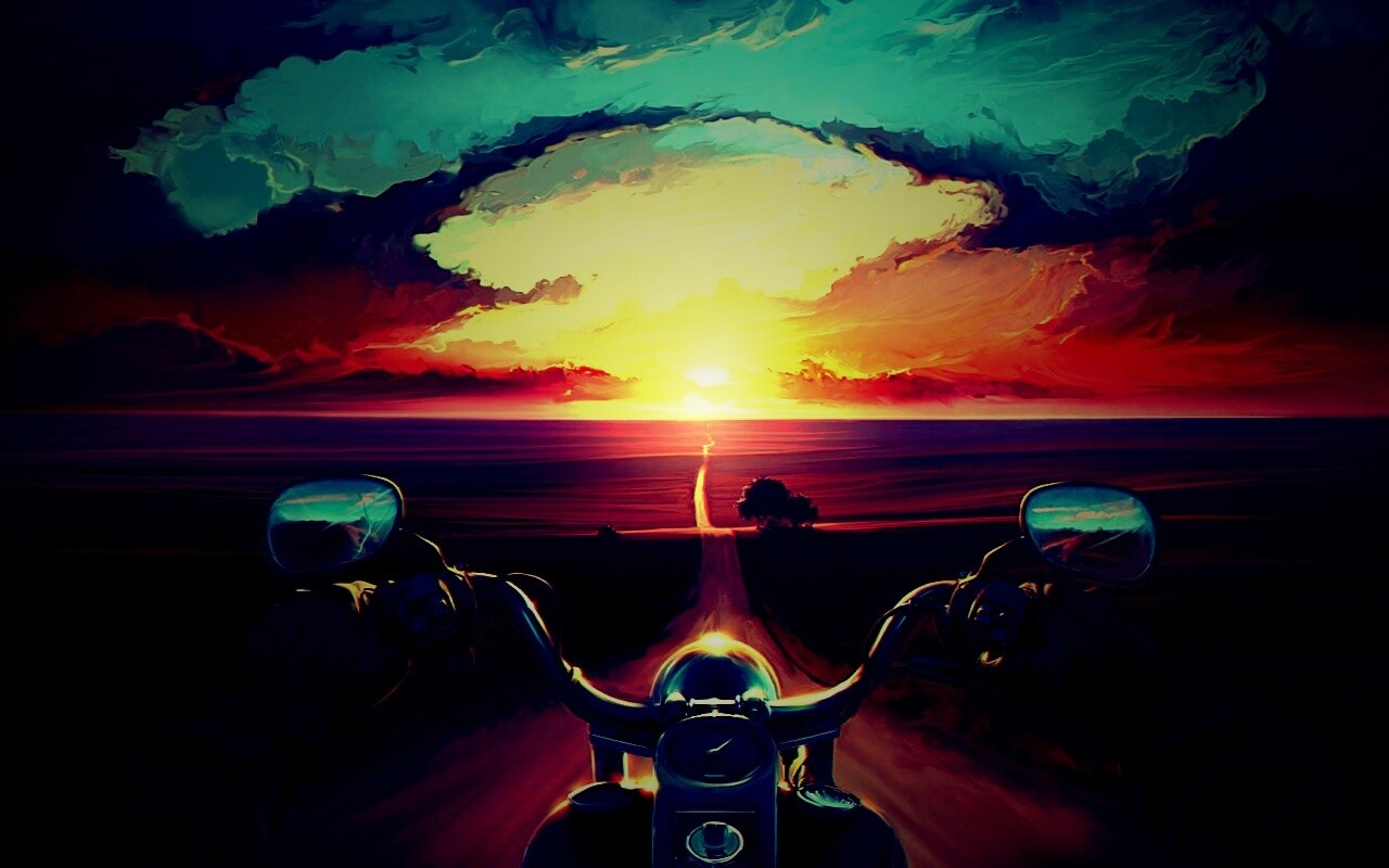 Дорога на закат обои