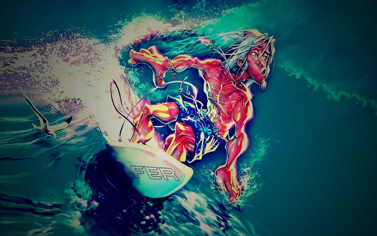 Карикатура на серфера обои