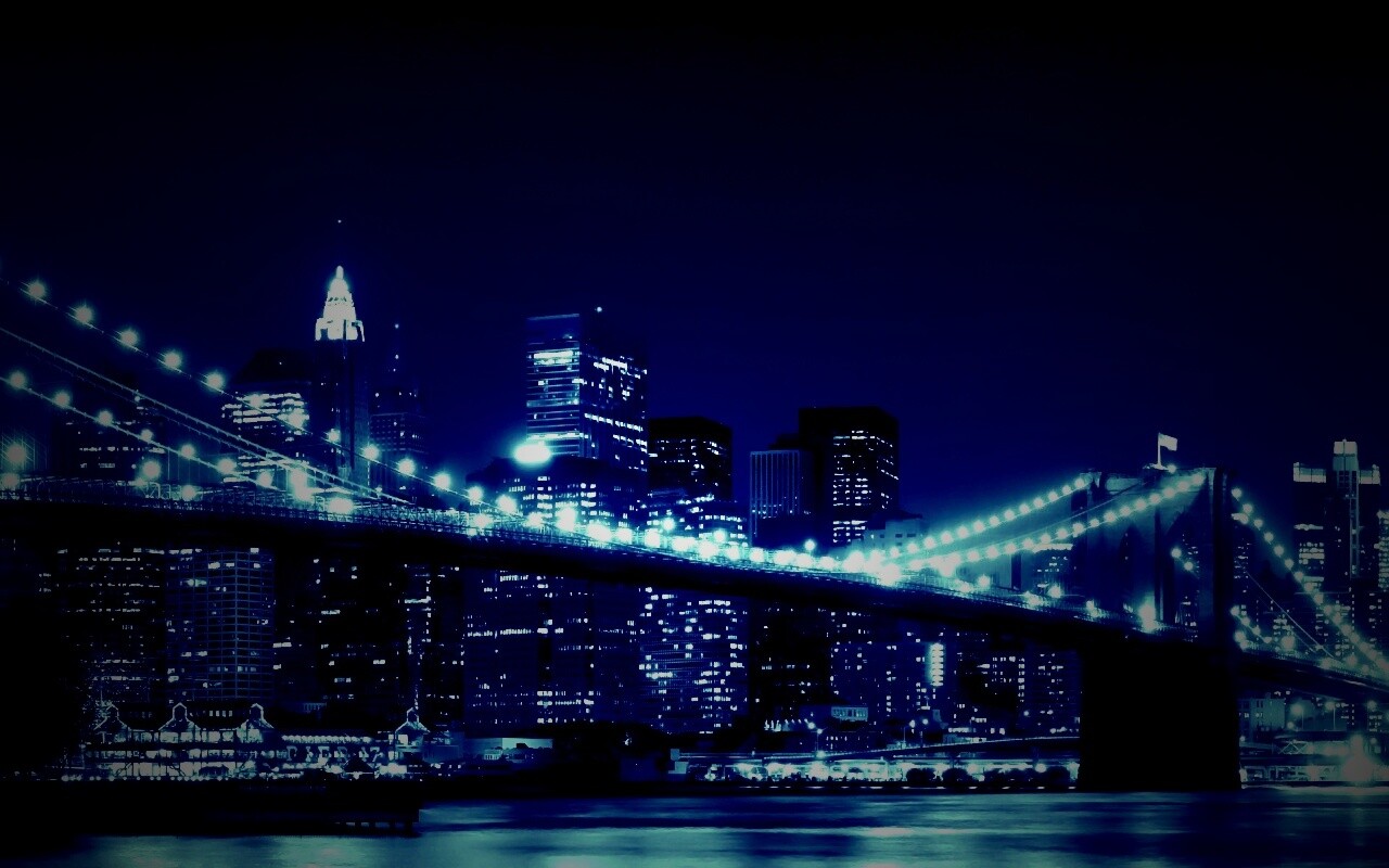 Вид на ночной Нью-Йорк обои
