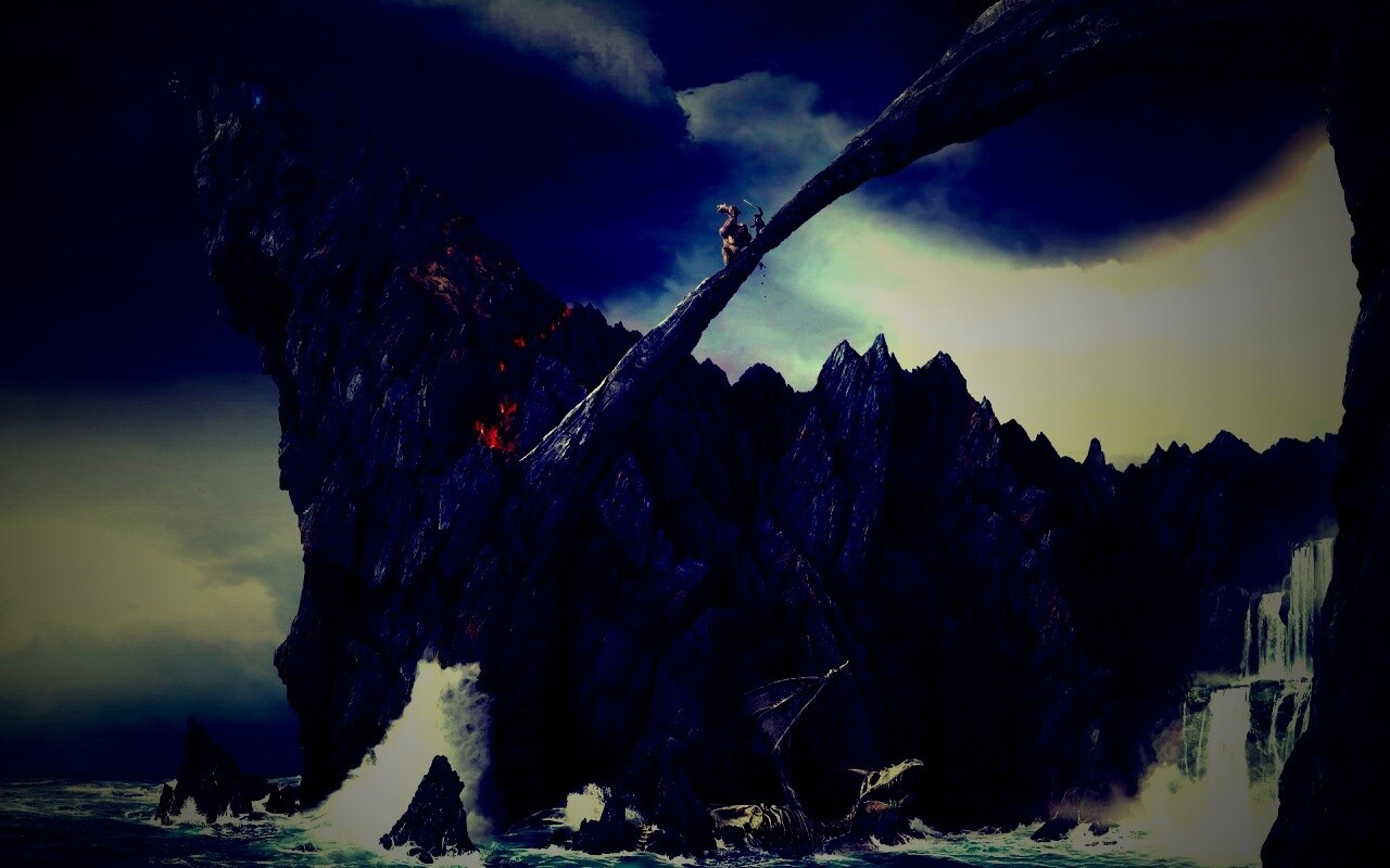 Бой на скале обои