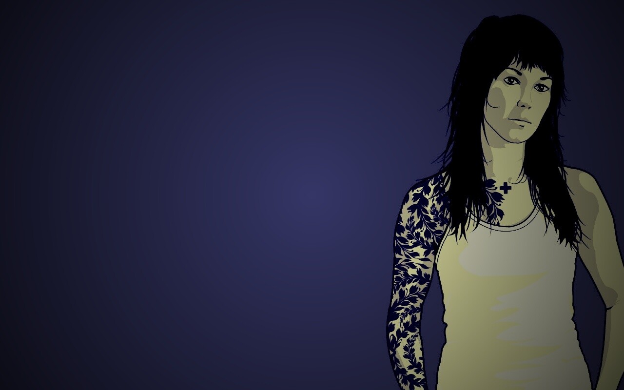 Девушка с татуировкой в виде листвы обои