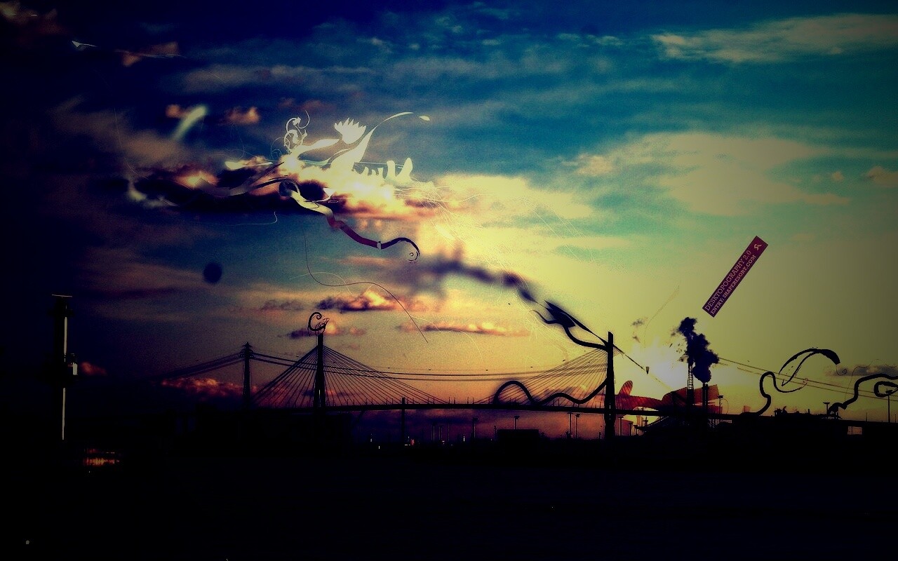 Абстракиця над мостом обои