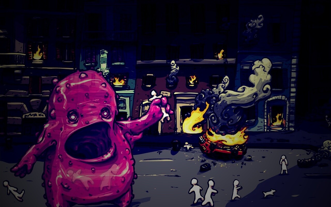 Монстр жрет людей обои