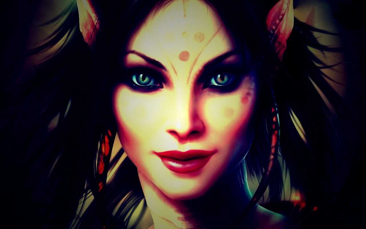 Эльфийка с кошачьими глазами обои