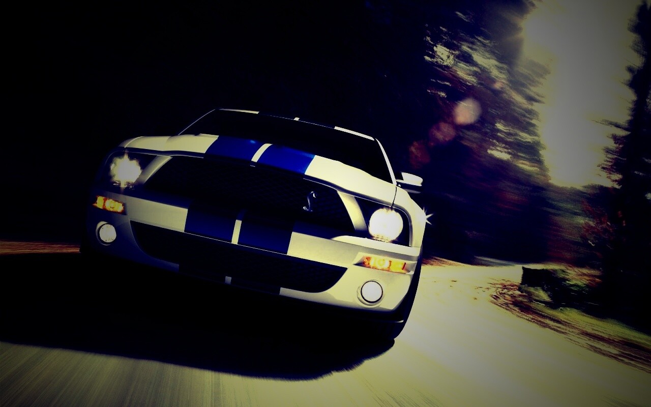 Форд Шелби с синими полосками обои