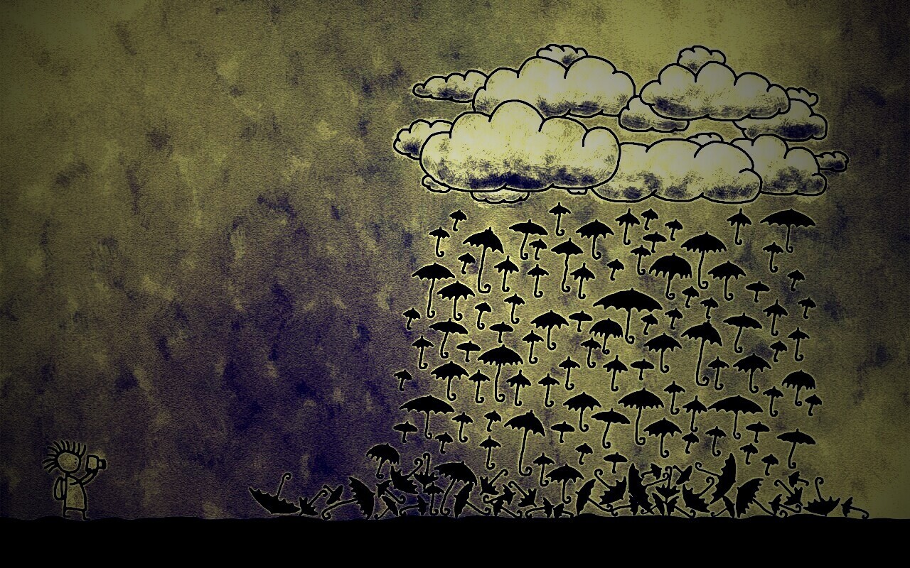 Дождь из зонтиков обои