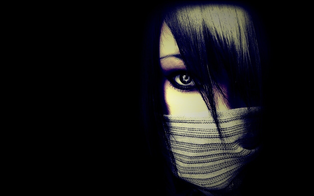 Девушка с закрытым ртом обои