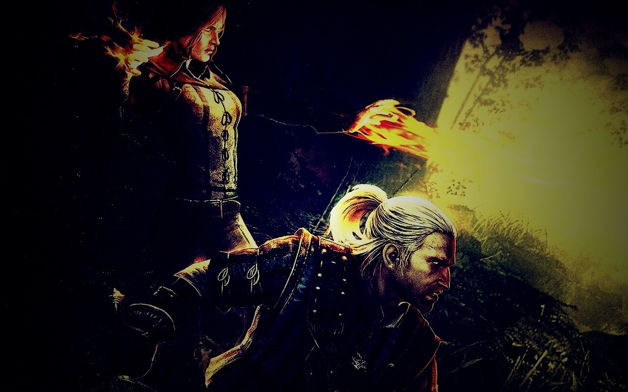 Геральт и Трисс в бою обои