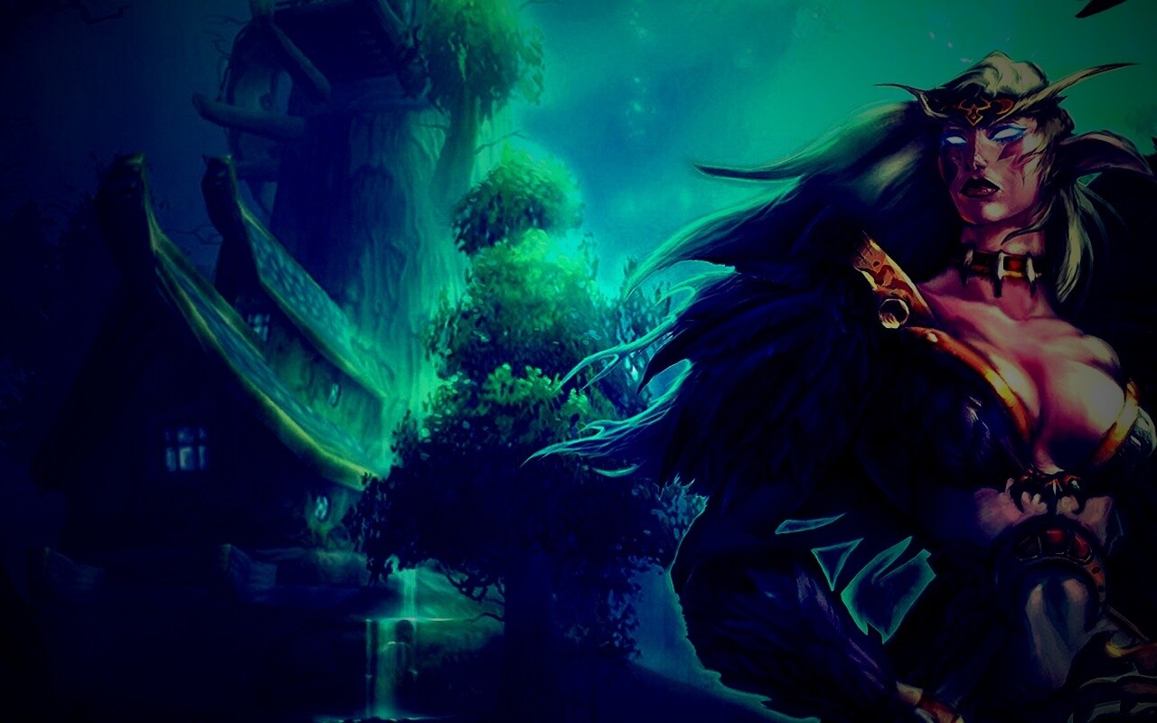 Тёмная эльфика в лесу обои