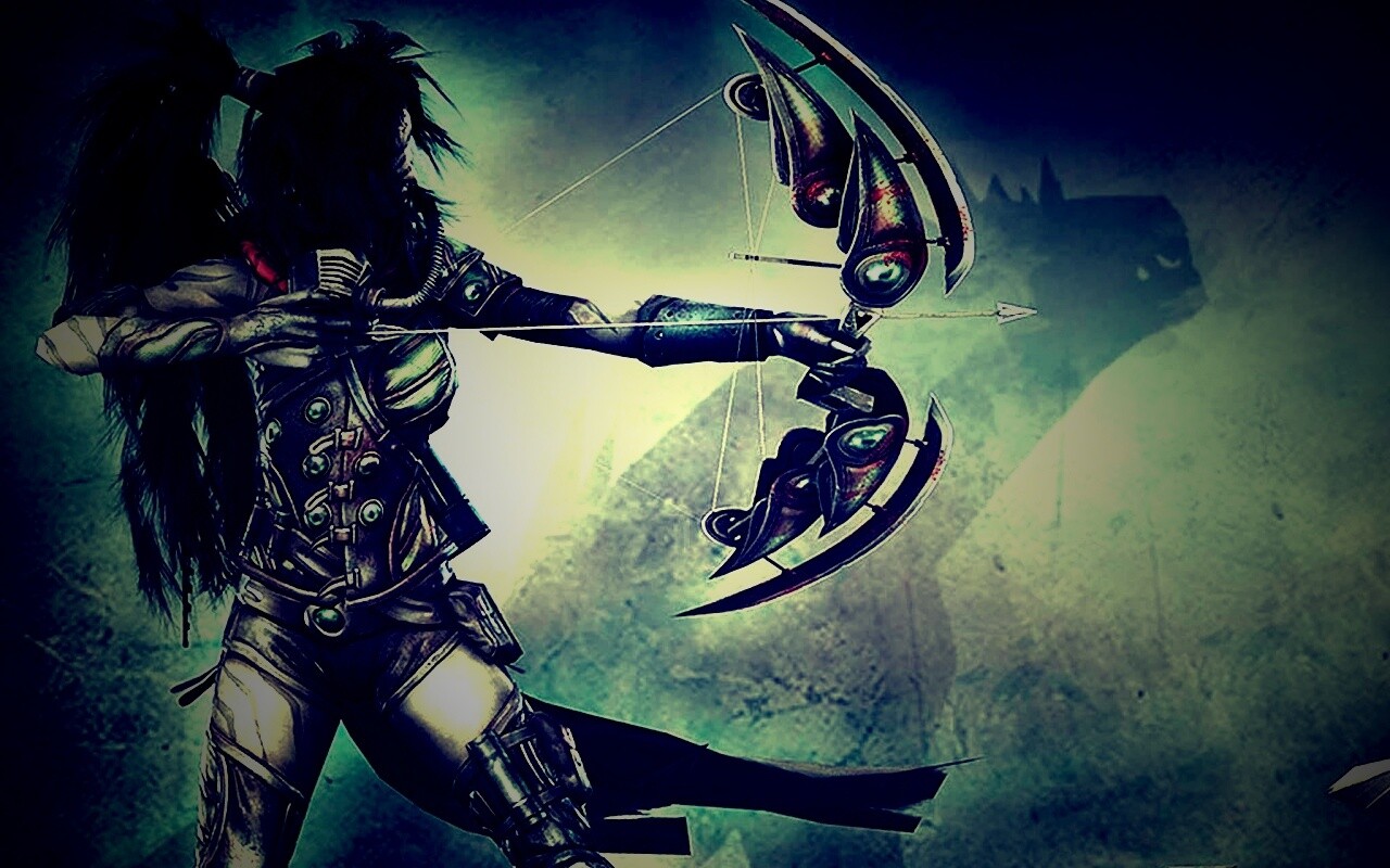 Лучница с боевым псмо обои