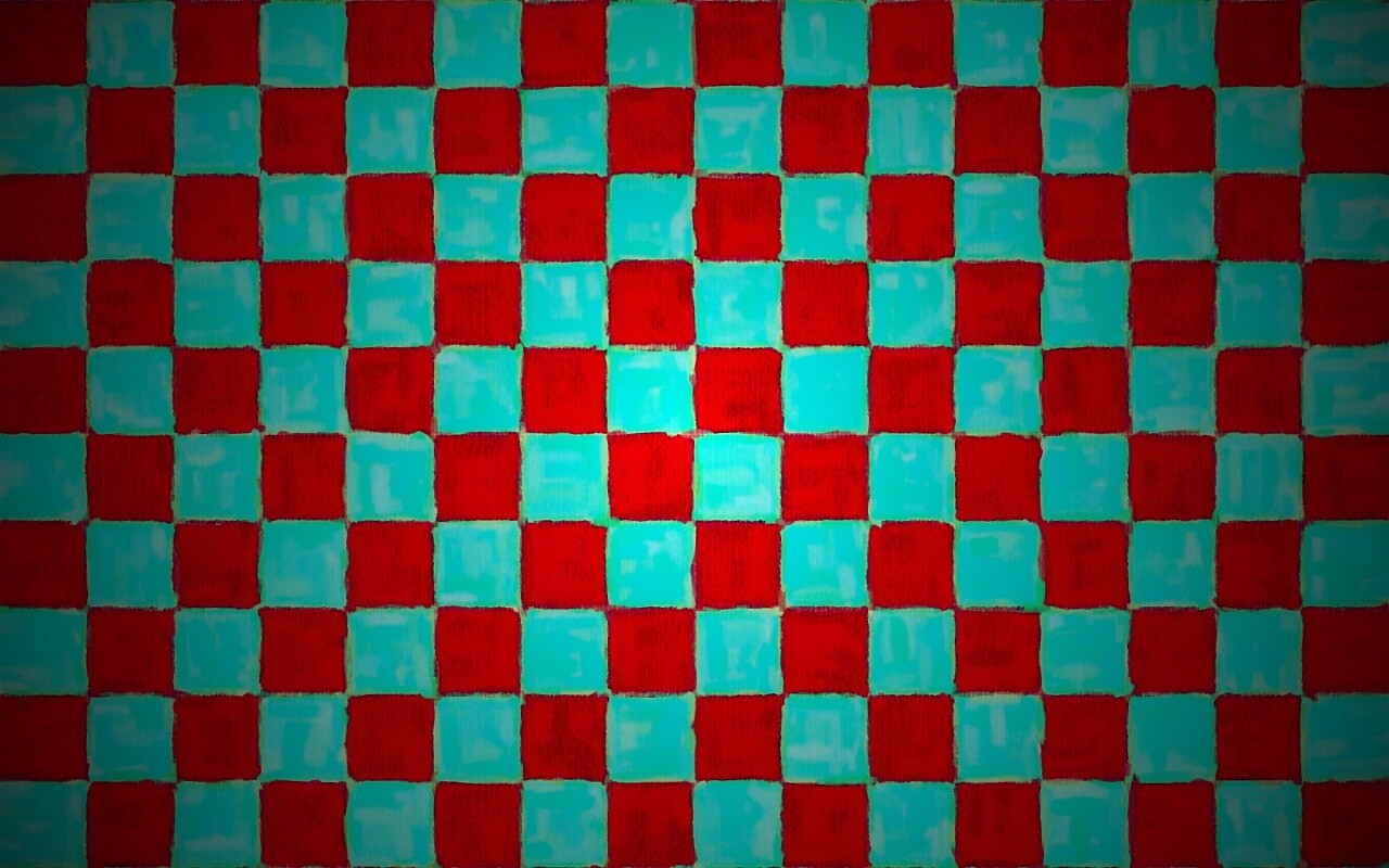 Рисованные красно-голубые клетки обои