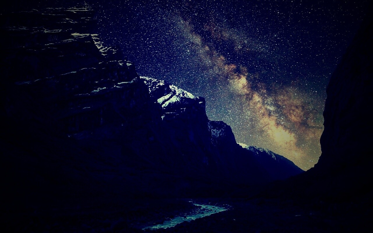 Обрыв под звездным небом обои
