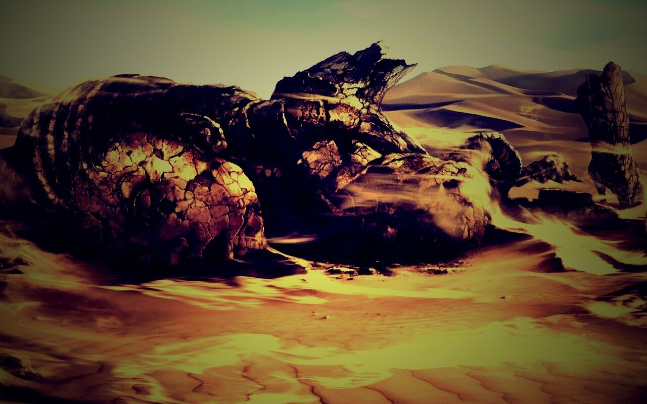 Развалины статуи в пустыне обои