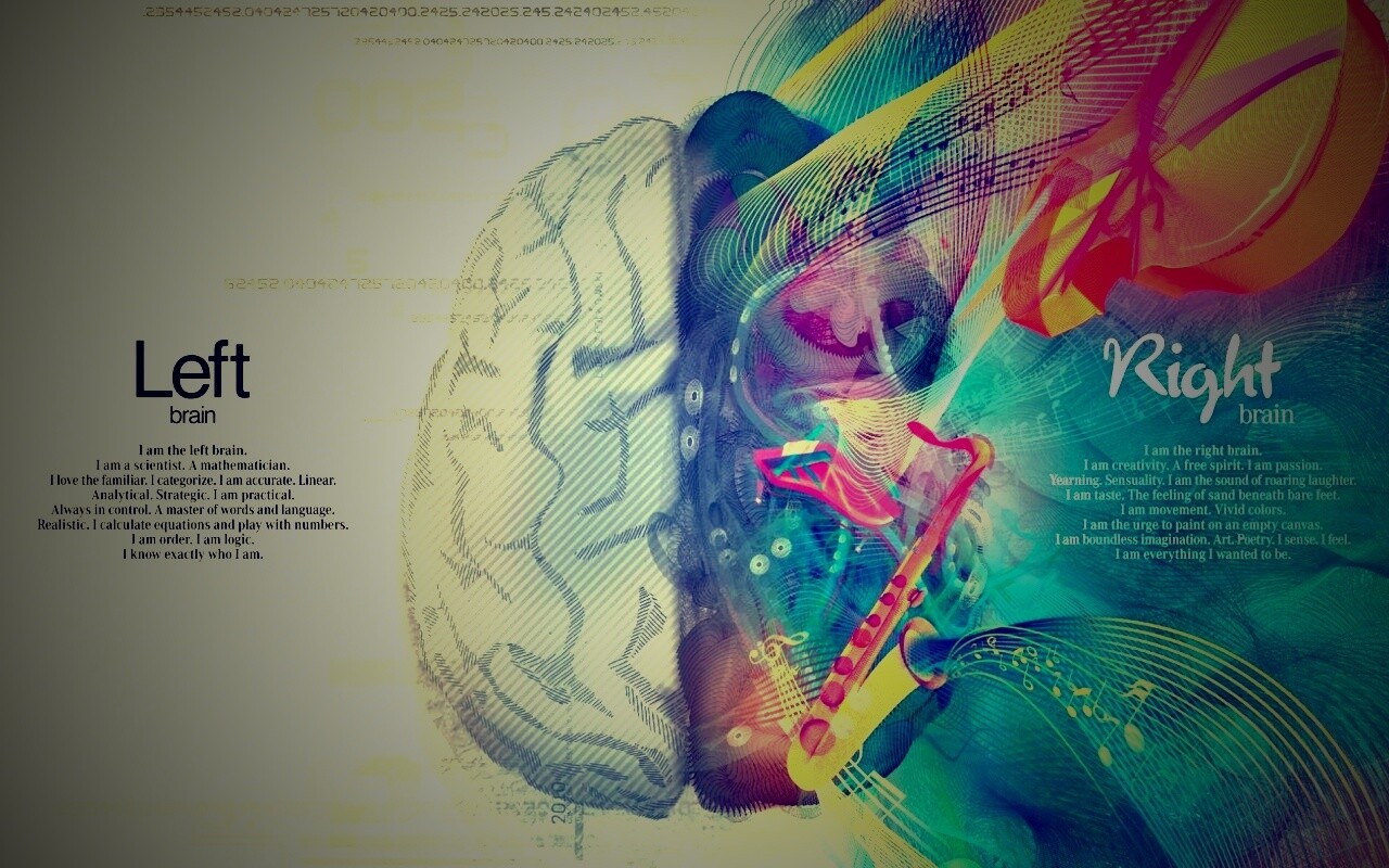 Левая и правая половина мозга обои
