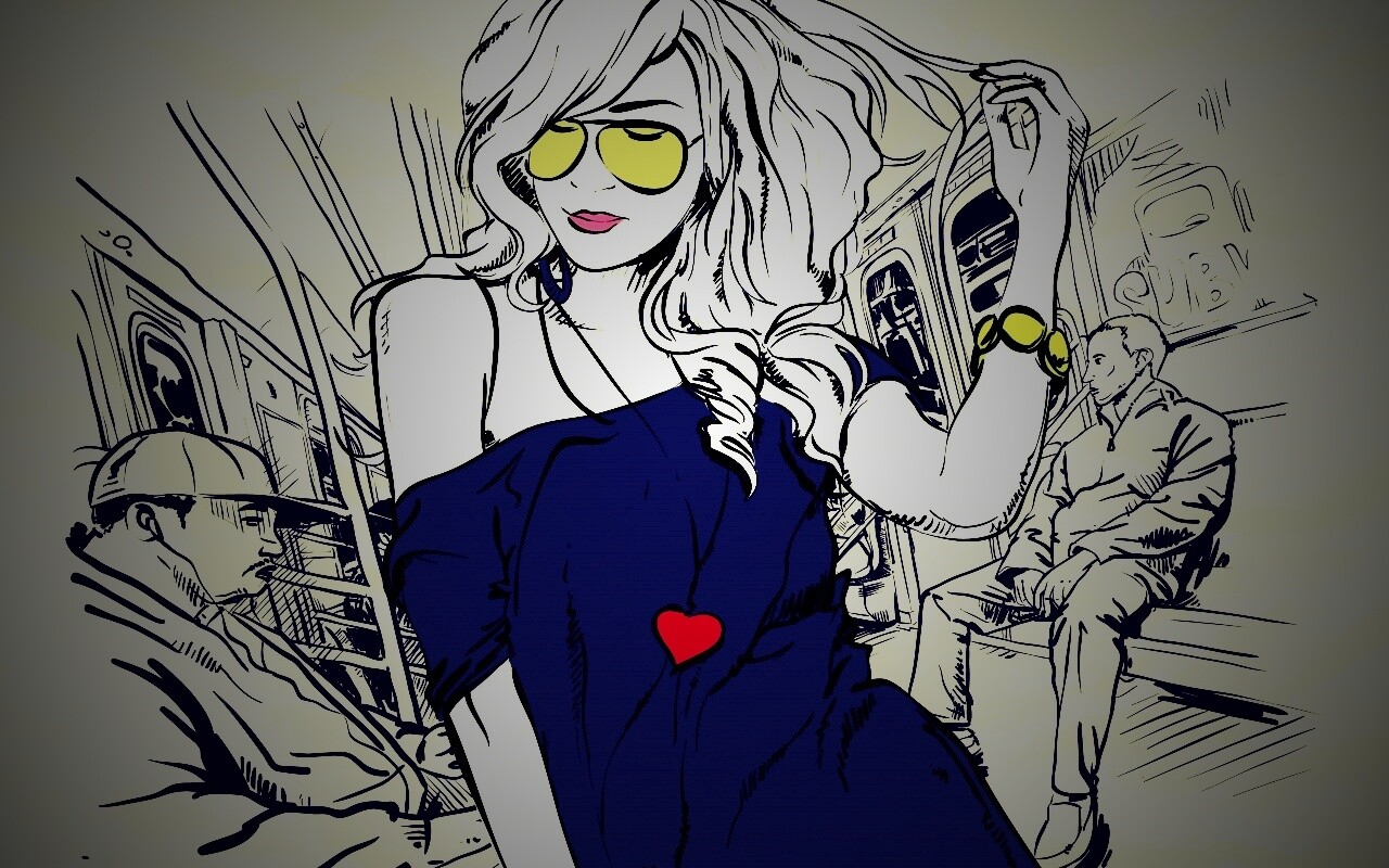 Стильная девушка в метро обои