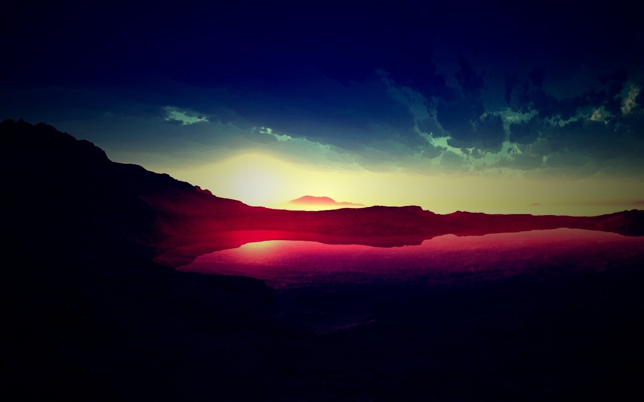 Озеро в каменистой пустыне обои