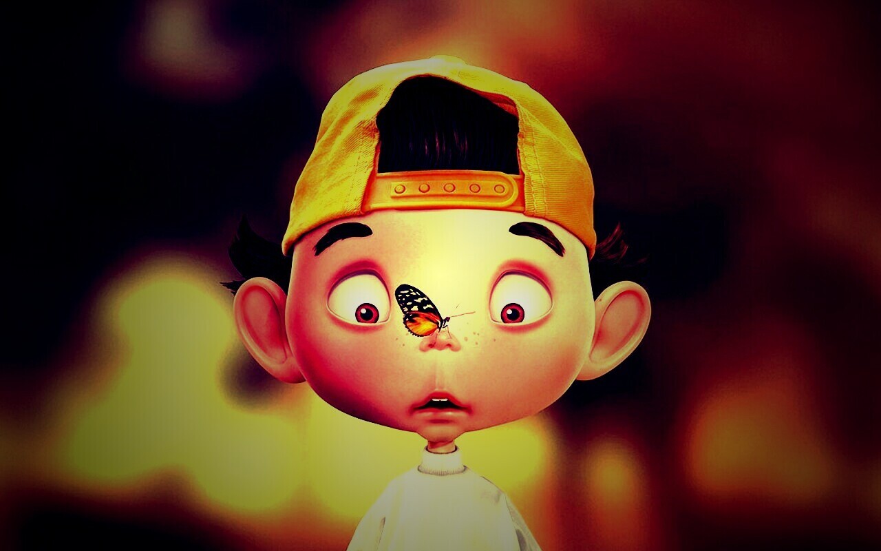 Бабочка на носу обои