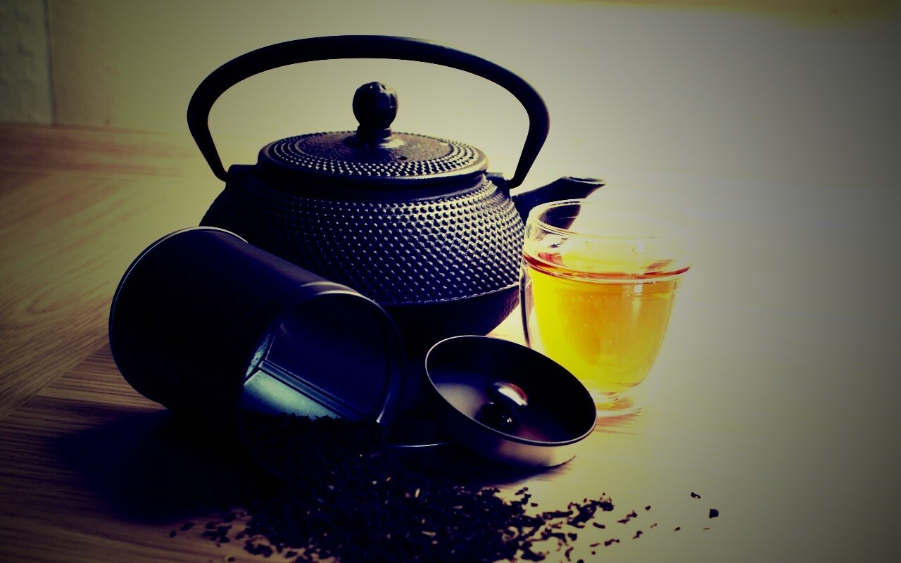 Черный чайный набор обои