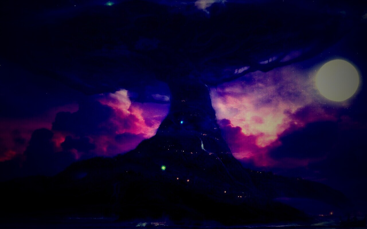 Дерево-город обои