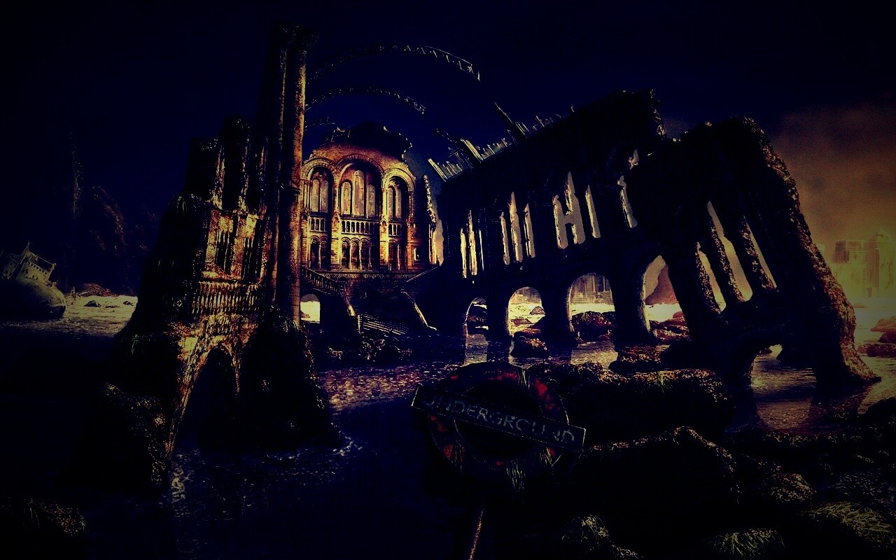 Затопленные руины обои