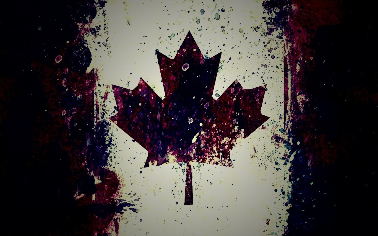 Флаг Канады нарисованный краской обои