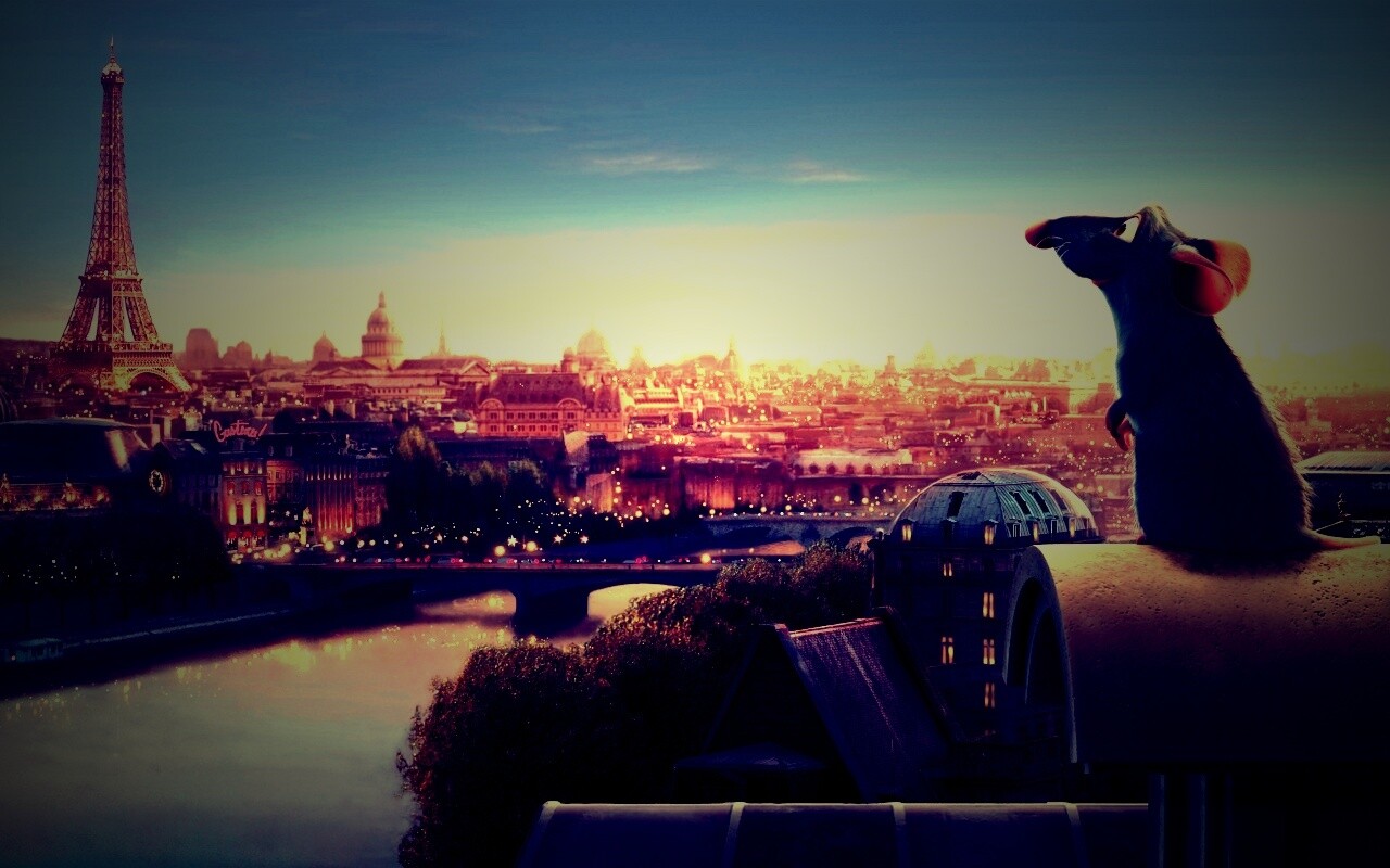 Рататуй на фоне Парижа обои