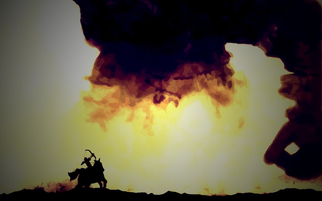 Всадник и огромный голем обои