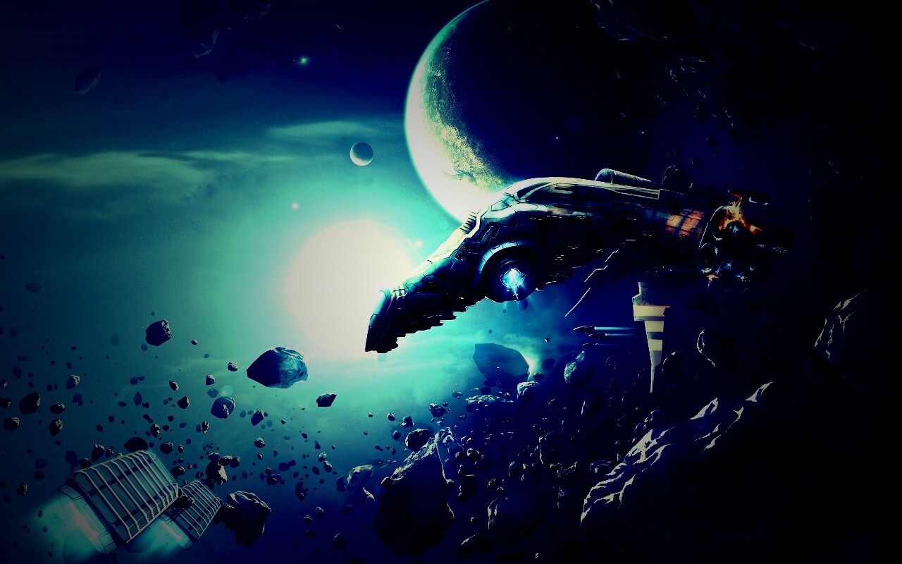 Полет в астероидах обои