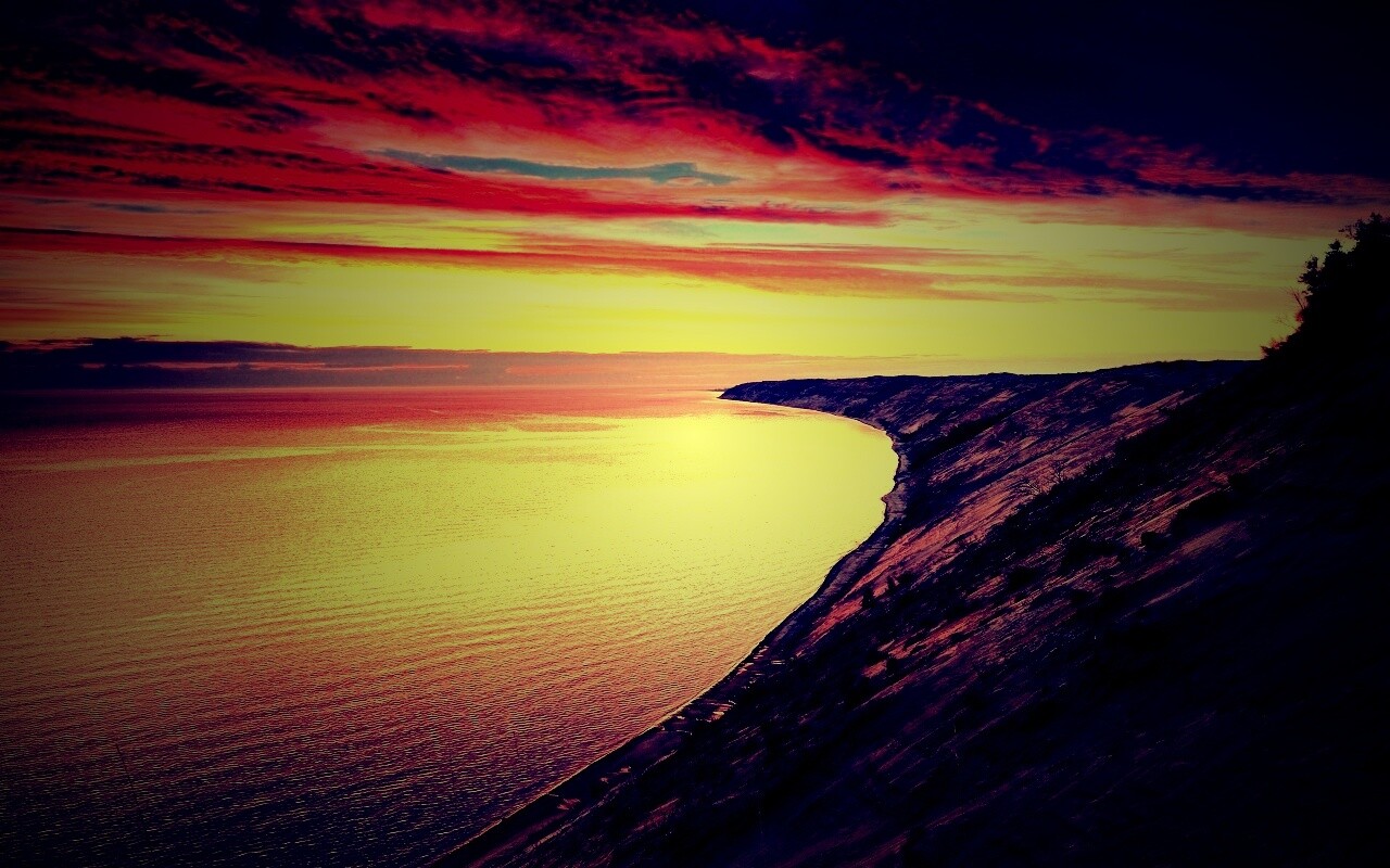 Море на закате обои