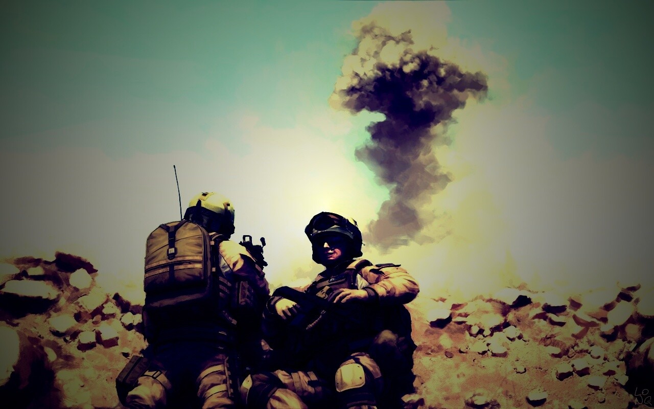 Солдаты в пустыне обои
