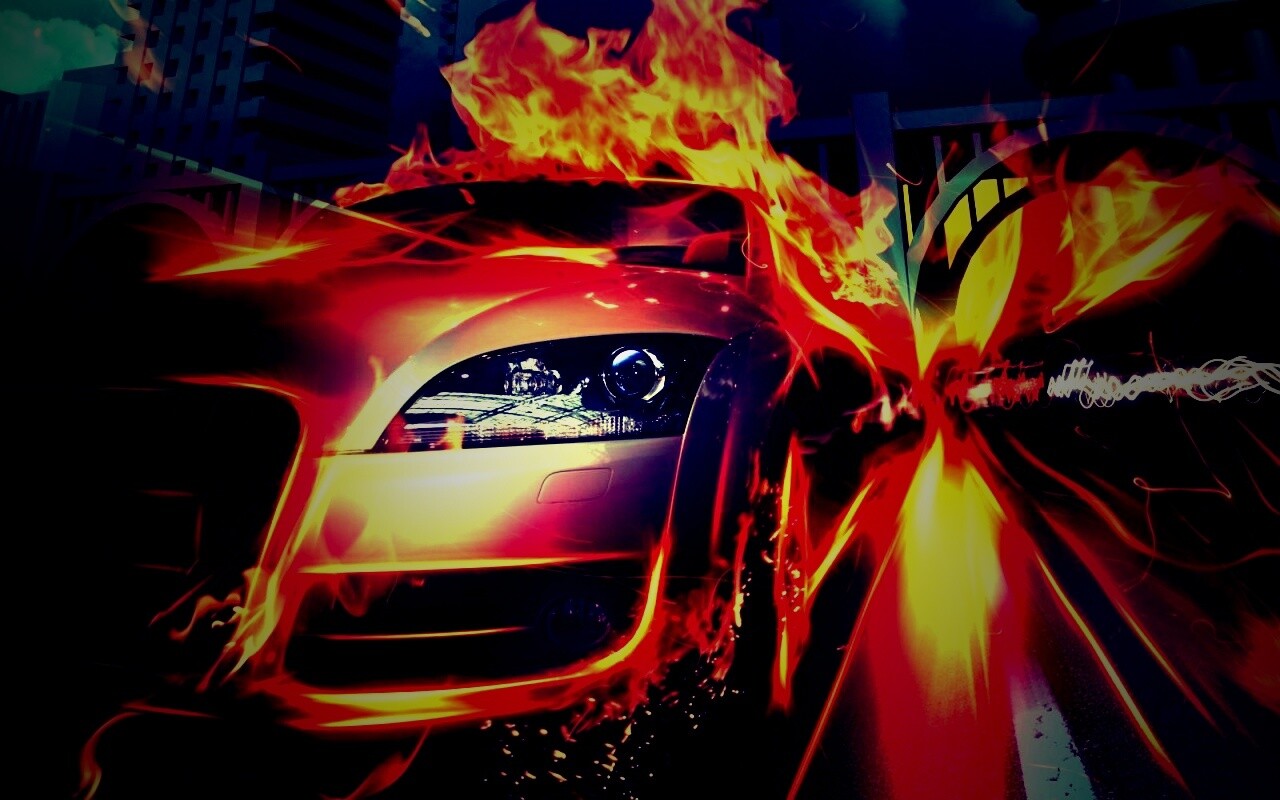 Ауди в огне обои