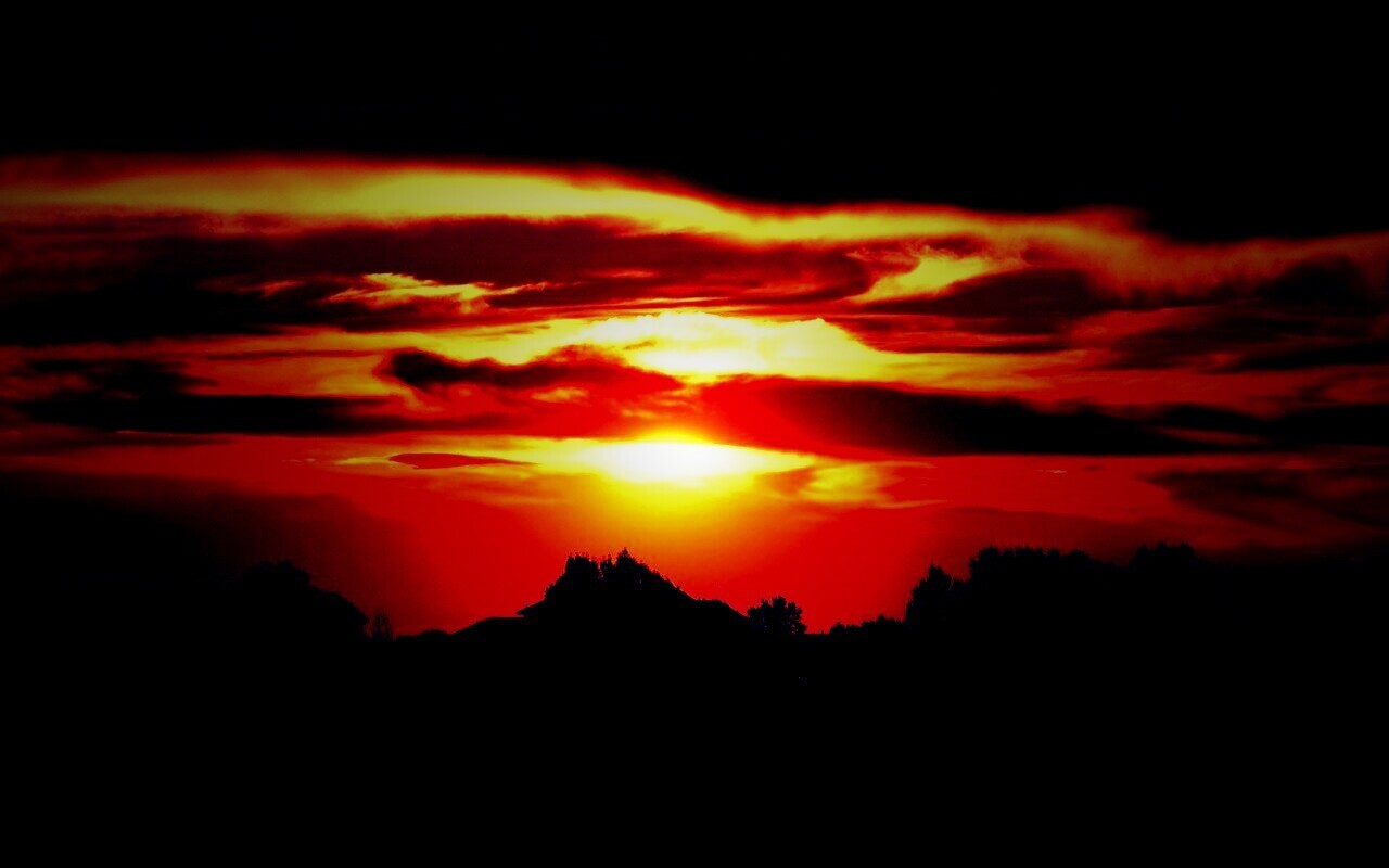 Оранжевый закат обои