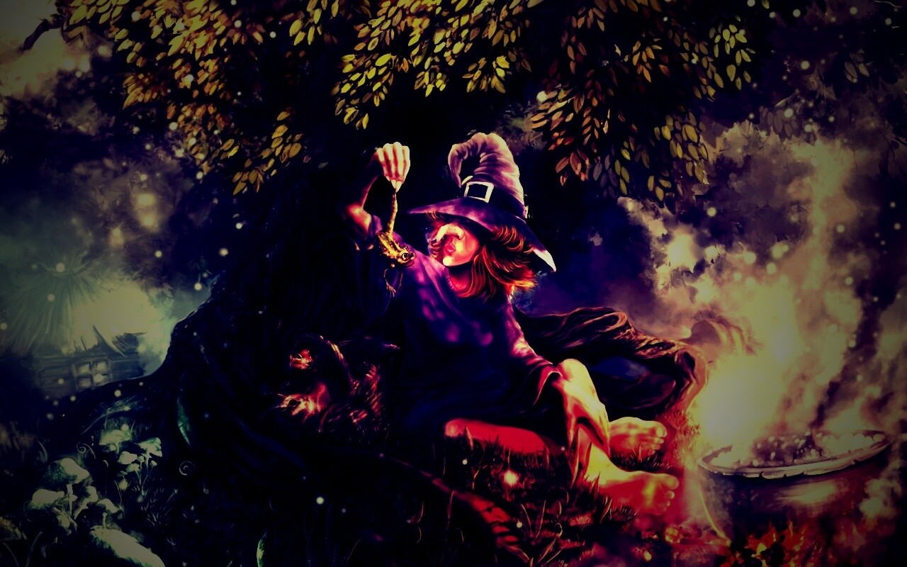 Ведьма варит зелье обои